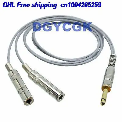 

DHL 10pcs 6.35mm 1/4" plug jack mono TS 2-way cable lead adapter audio AV Headphone MIC cable 22j