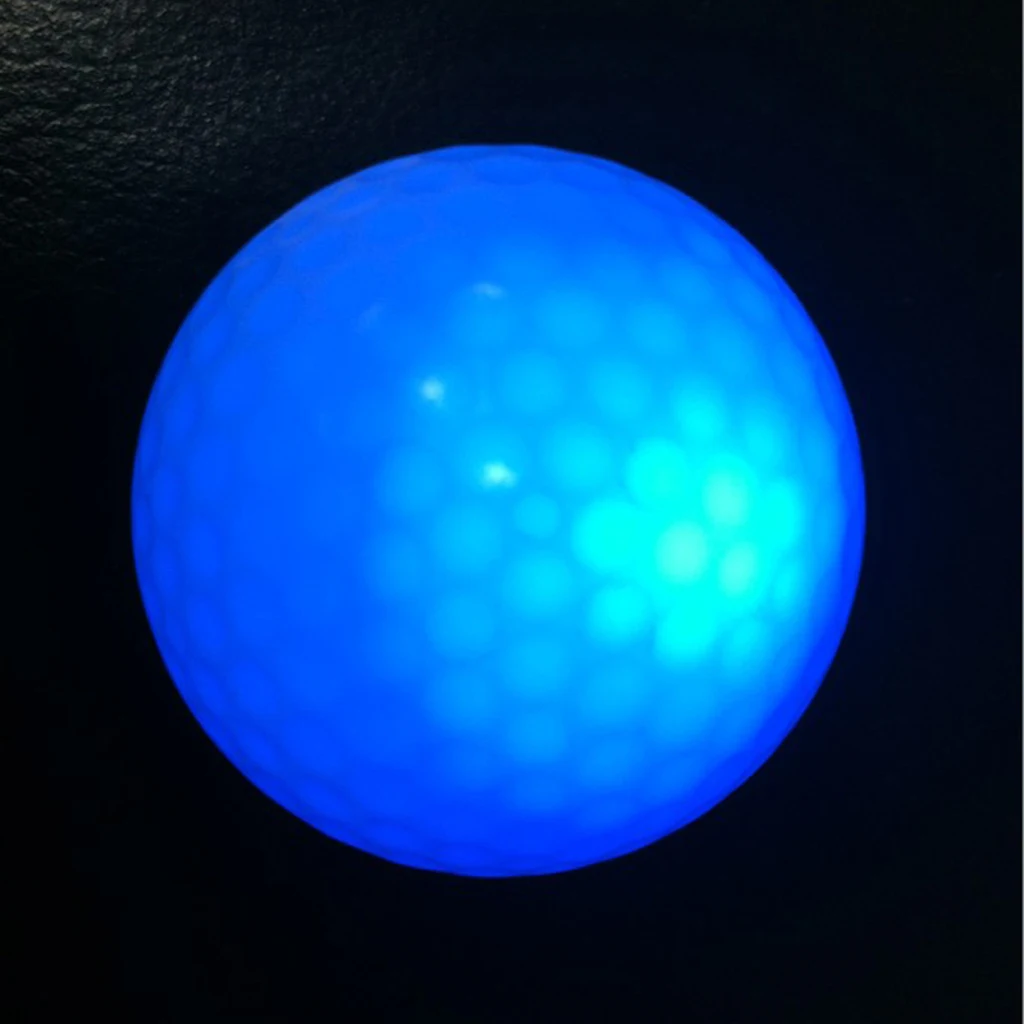 Set of 3 Night Blue LED Light Up Golf Balls Standard Balls 42.6mm - Durable and Elastic Double Layer Golf Balls