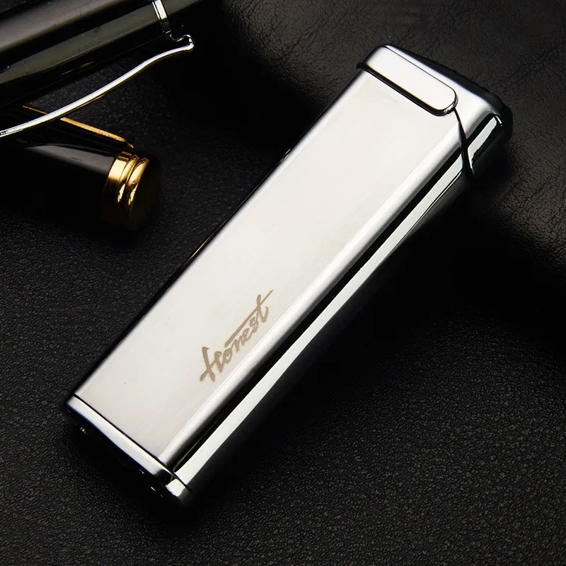 SILVER Refillable Butane Gas Cigarette Lighter Novelty Inflatable Petrol Jet Lighters Brass Metal Vintage Windproof Cigar Torch Lighter - Цвет: SILVER