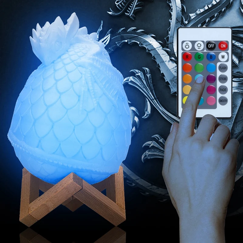 3D принт Dragon яйцо лампы Красочный изменить Пресс дистанционного Управление Usb светодиодный ночной Светильник домашний декор креативный подарок