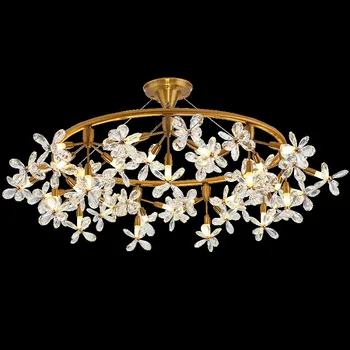 

Postmodern Living Room Crystal Chandelier Luxury Atmosphere Round Nordic Simple Luxury Bedroom Butterfly crystal chandelier res