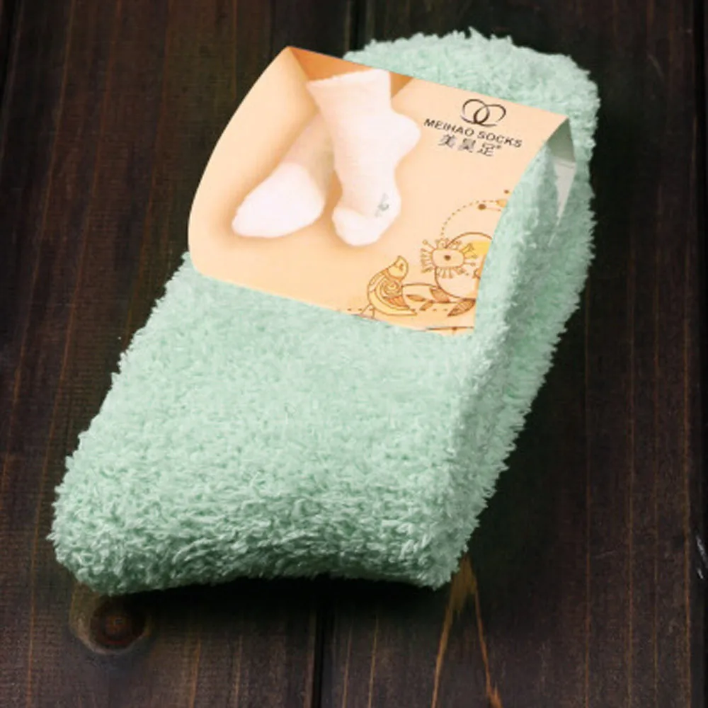 Зимние теплые мягкие домашние носки для женщин и девочек пушистые теплые зимние однотонные шерстяные носки для сна# X4