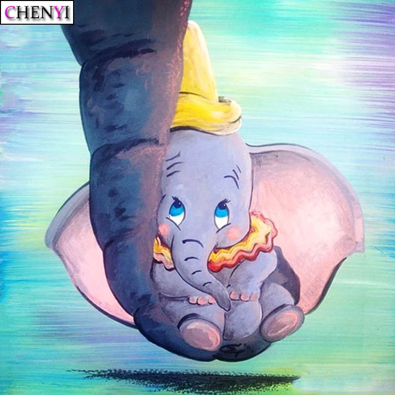 CHENYI 5D Diamond Painting Animal Elephant Mosaic DIY Full Round Embroidery Cross Stitch Rhinestone Art Decor | Дом и сад