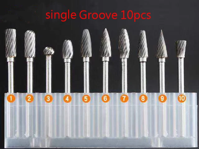 10pcs single A C D E F G H L M N карбидные роторные заусенцы из вольфрамовой стали, набор аксессуаров для роторных инструментов, прочные фрезы, гравировальные Биты - Длина режущей кромки: 10pcs single