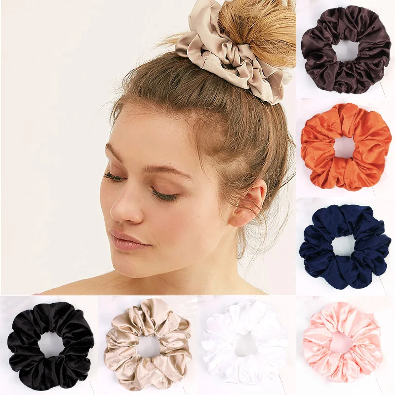 

Black and White Solid Color Scrunchie Hairbands Hair Tie Hair Accessories Scrunchie Stretch Ponytail Holders Handmade Gifts