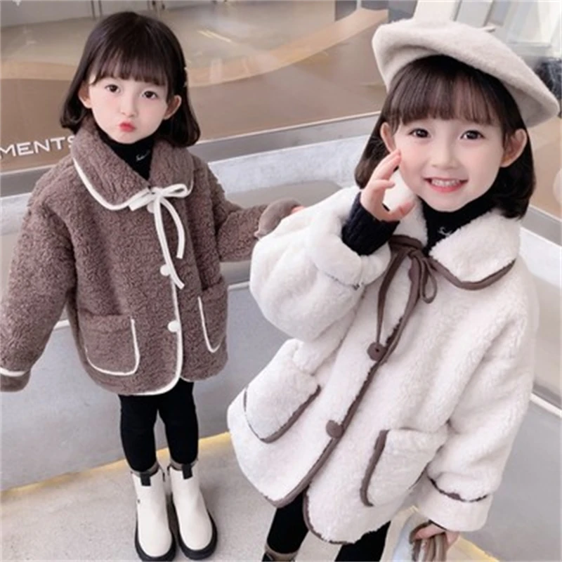 

Girls Boys Coat Jacket Plus Velvet Thicken 2022 Retro Warm Winter Overcoat Formal Soft Party Cotton Kids Teenagers Children's Cl