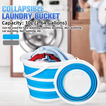 

Portable 10L Camping Water Bucket Container Folding Outdoor Fishing Gardening Washing Basin Tub Collapsible Laundry Dish Bucket