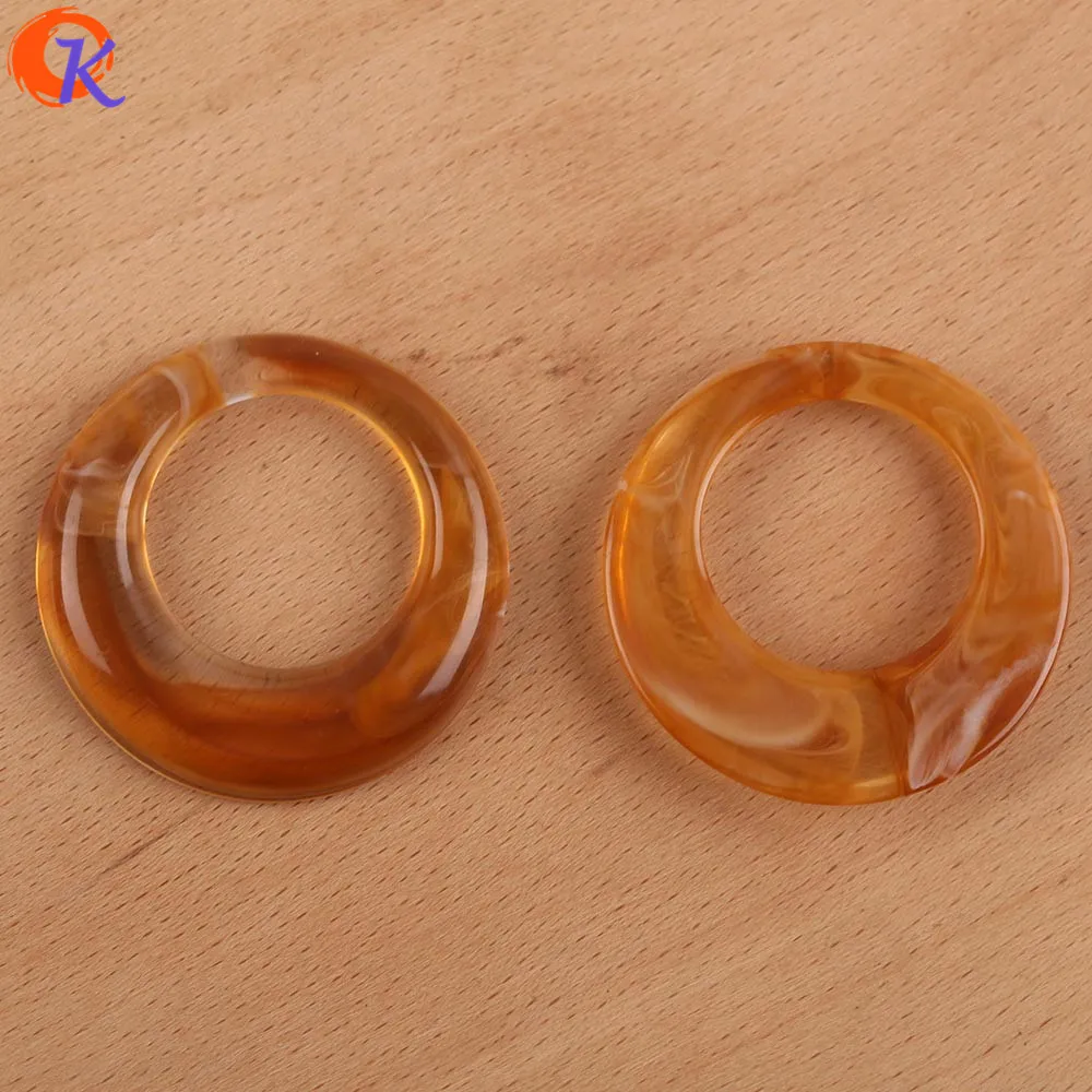 Cordial Design 43x43MM 100pcs Jewelry Accessories/Acrylic Beads/Marble Effect/Ring Shape/Hand Made/DIY Making/Earring Findings - Цвет: Amber