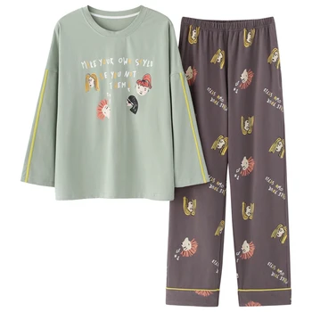 

2020 Spring and Autumn Ms. Pajamas Set Cartoon Print Pajamas Ms. Pyjamas Set Pijama Mujer Home Service