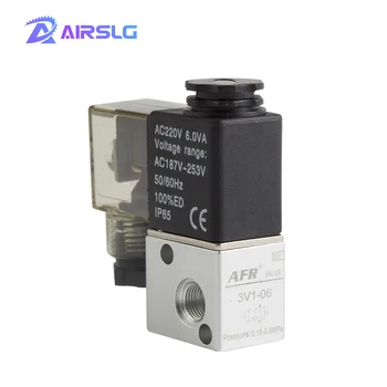

3V1-08 2 Position 3 Way Pneumatic Solenoid Valve Port 1/8" Normally Closed Pneumatic Control Valve DC 12V 24V AC 110V 220V