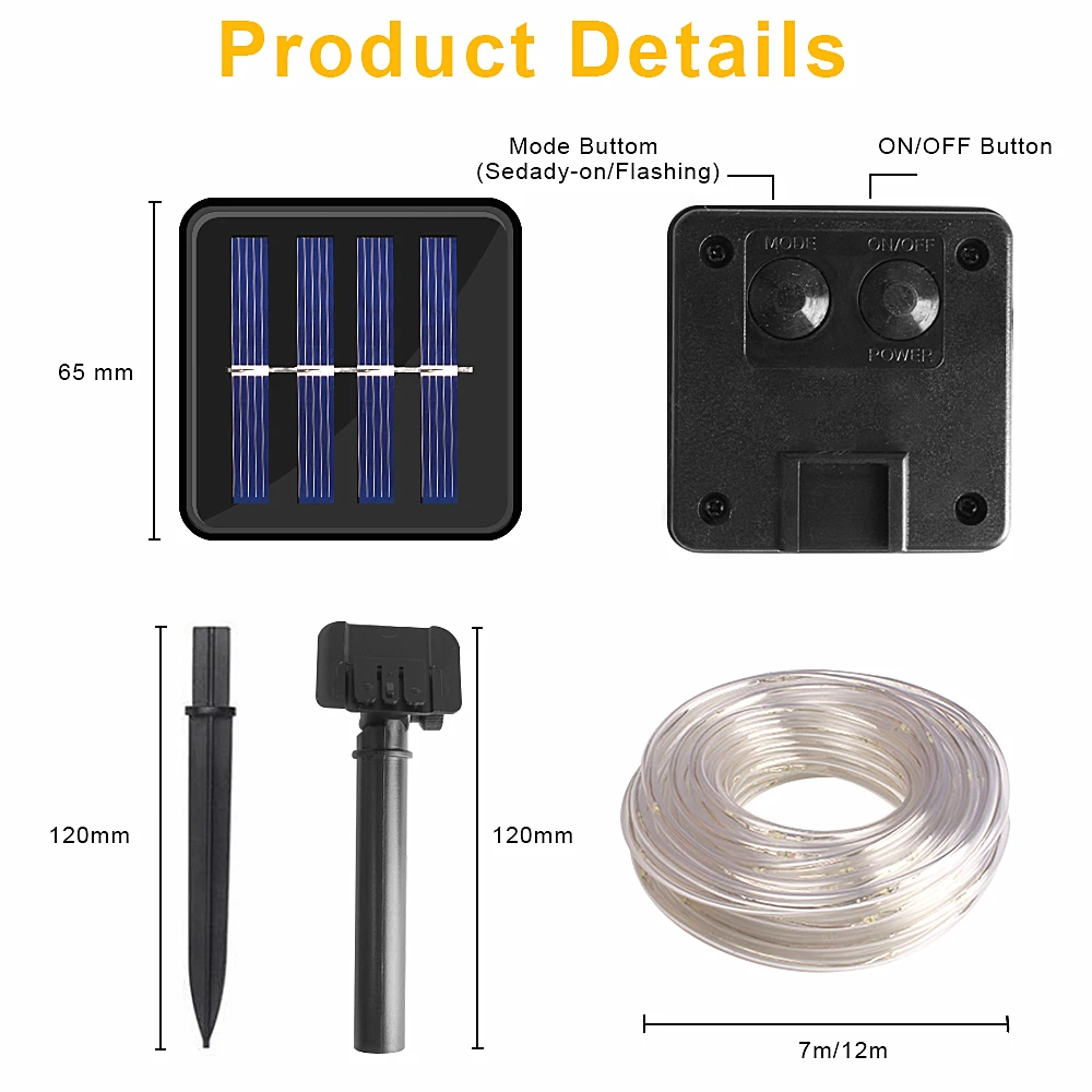 Сад Солнечный свет Открытый 7 м 50 /12 м 100 светодиодный гирлянда сказочная Гирлянда Свет уличный светильник на солнечных батареях лампа уличная Водонепроницаемая Рождественская Декор гирлянда на солнечной батарее