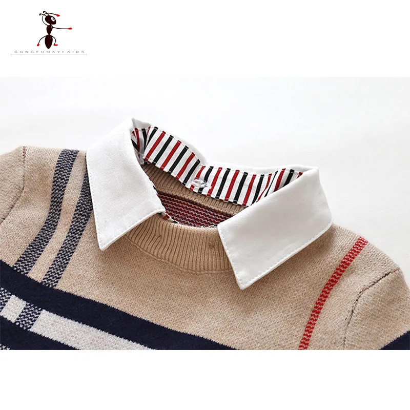 Kung Fu Ant New Arrival Casual Autumn Boys Sweaters for Boys O-Neck Or Turn-Down Cotton Knitted Kids Clothes Tops