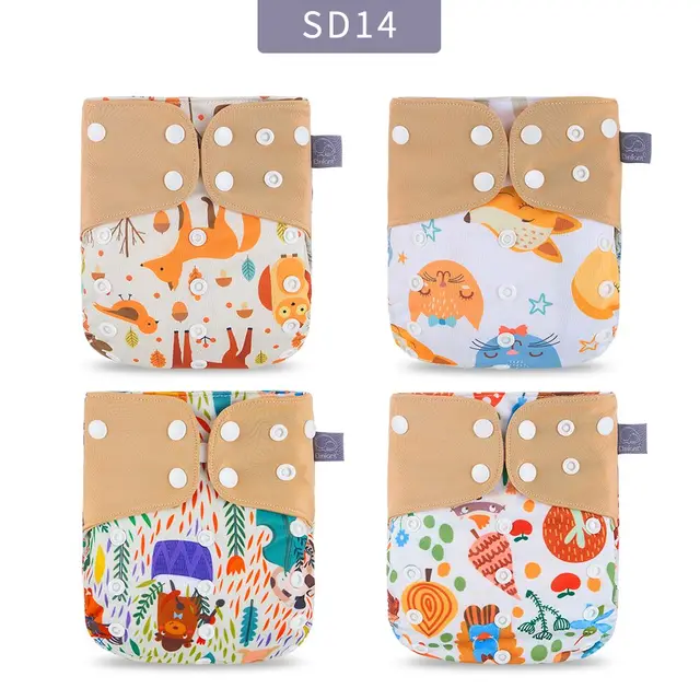 Elinfant Panties Baby Diapers Reusable Nappies 4 Pcs/Set New Fashion Style Mother Kids Waterproof  Pocket Diaper All In One Size SD14-only diaper