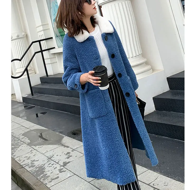 

Smpevrg winter thick lady outwear long style turn-down collar women coat fashion warm coat women jacket female cardigan overcoat