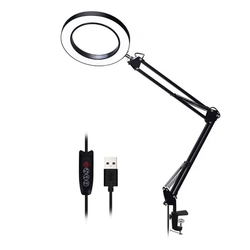 

Magnifying Glass LED Lamp Adjustable 5X with 3 Colors Illuminated USB Desk Lamp R2JB