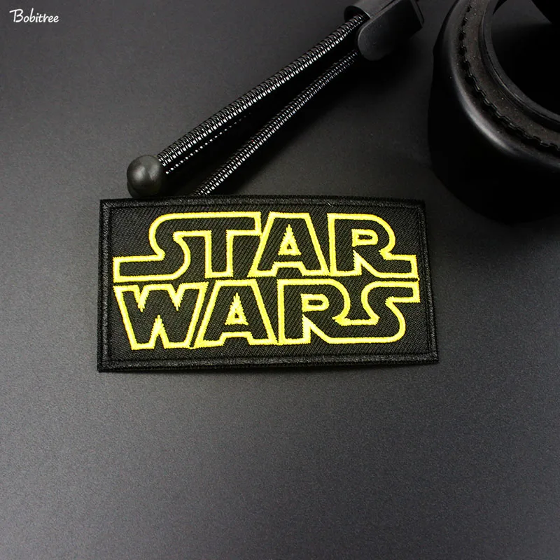 Желтый и надписью «Star wars» термонаклейки передачи для Костюмы джинсы модные детские толстовки с капюшоном значки вышитые наклейки для аппликаций