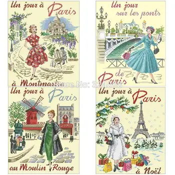 

Parisian fashion women patterns Counted Cross Stitch 11CT 14CT DIY wholesale Chinese Cross Stitch Kit Embroidery Needlework Sets