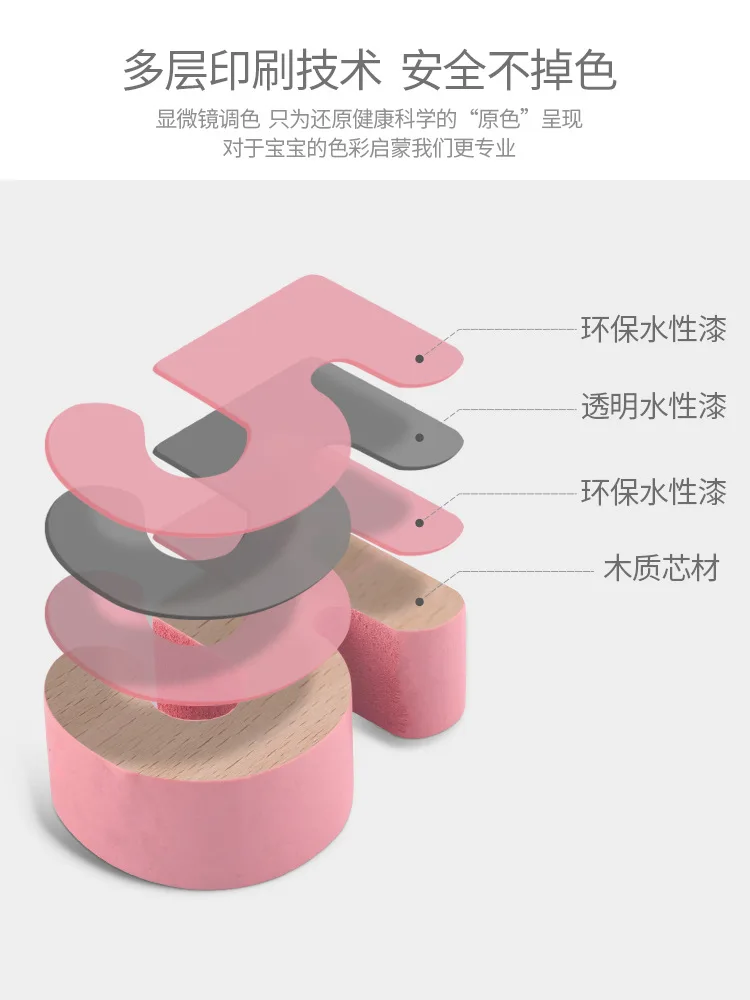 

Wood with Numbers Shape Matching Toys Four-in-One Children Early Education Benefit Toy Fishing Puzzles Building Blocks