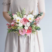 PEORCHID, Свадебный розовый букет, Свадебный букет невесты, искусственные пионы