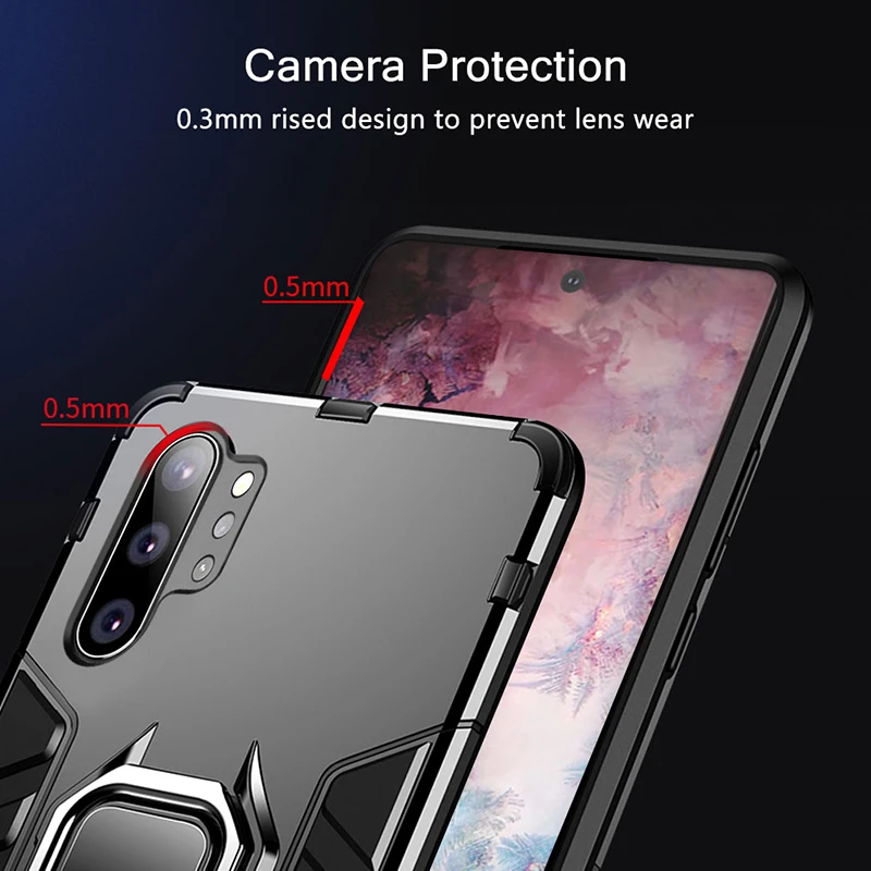 Чехол бампер для Samsung Note 10 чехол с металлическим кольцом держателем на задней