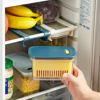 

Drawer Type Refrigerator Storage Box Multifunctional Sealing Storage Box Home Food Storage Inner Outer Basket Drains Water