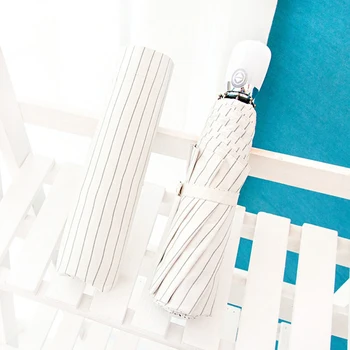 

Tri-fold Umbrella Sun Protection Sun Parasol Stripped Umbrella Women Rain Paraguas Fashion Folding Umbrella zh1