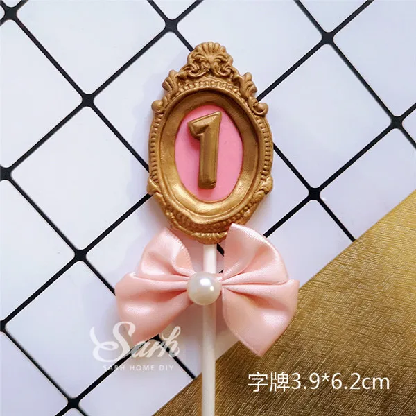 Золотая Серебряная корона номер "0-9" Торт Топперы с днем рождения блестящее украшение для принадлежности для юбилейной вечеринки прекрасные подарки - Цвет: 1pc Noble pink 1