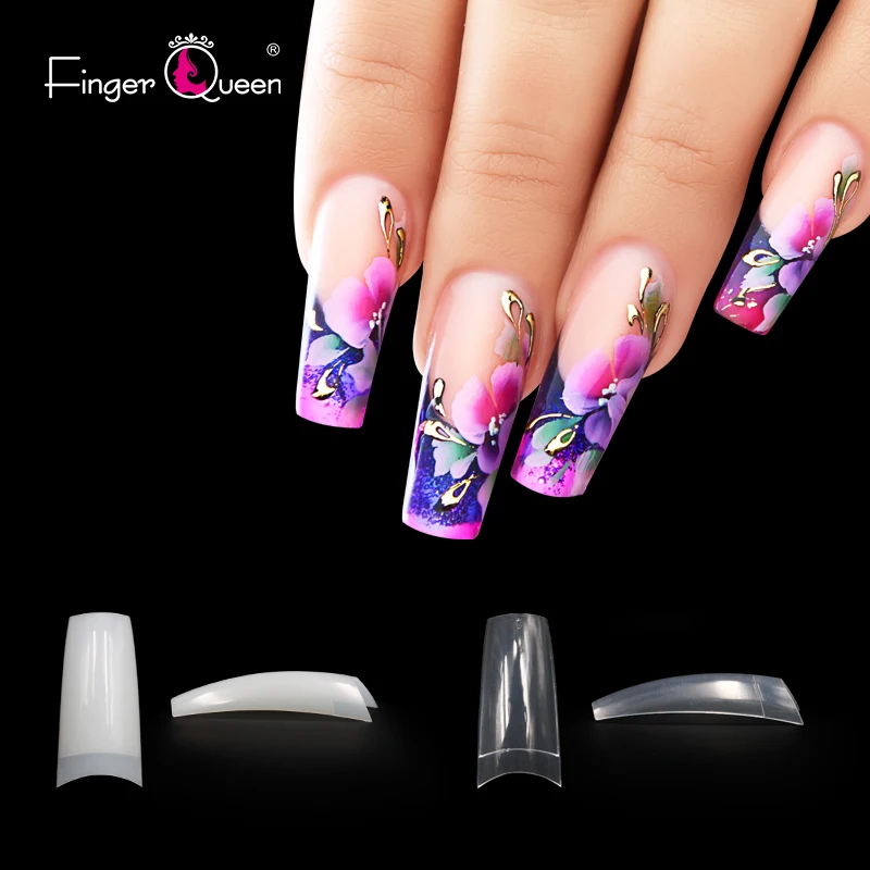 Fingerqueen 500 шт. прозрачные натуральные французские накладные акриловые ногти Типсы
