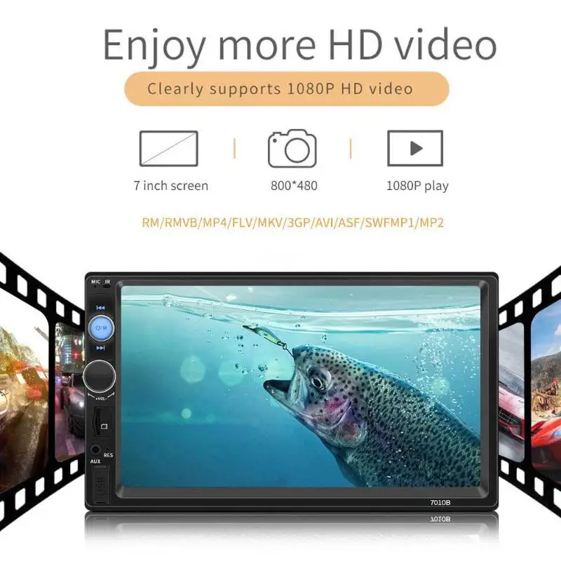 2 DIN 7 дюймов автомобиль MP5 многоязычный стерео Bluetooth TF AUX RCA заднего вида USB Мобильный телефон соединение медиа приемник
