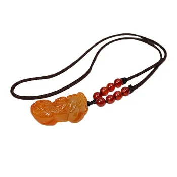 

Women Necklace Pendant Orange Agate Chalacedony PIXIU Pendant Gift for Women's Jade Jewelry