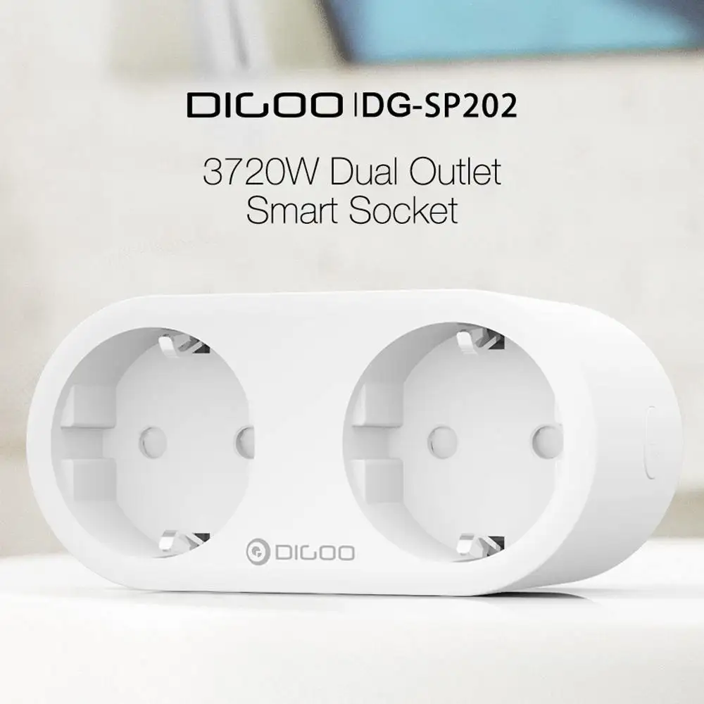 DIGOO DG-SP202 3720 Вт двойной штепсельной вилки ЕС Смарт Wi-Fi розетка индивидуальное управление lable монитор энергии дистанционное управление выход синхронизации