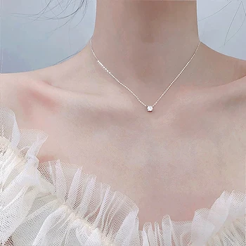 Trendy 925 Sterling Silver O-Chain Choker 0.3cm/0.4cm/0.5cm Zircon Pendant Women Wedding Gift Necklace Fine Jewelry NK033