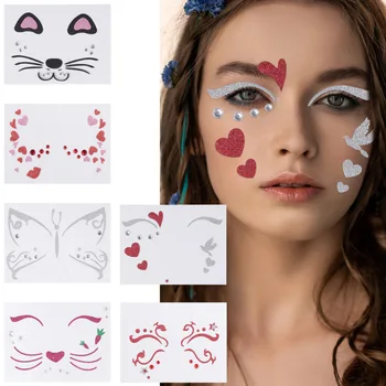 

6Pcs Decals Party DIY Costume Halloween Body Sticker Glittering Sticker for Boys And Girls
