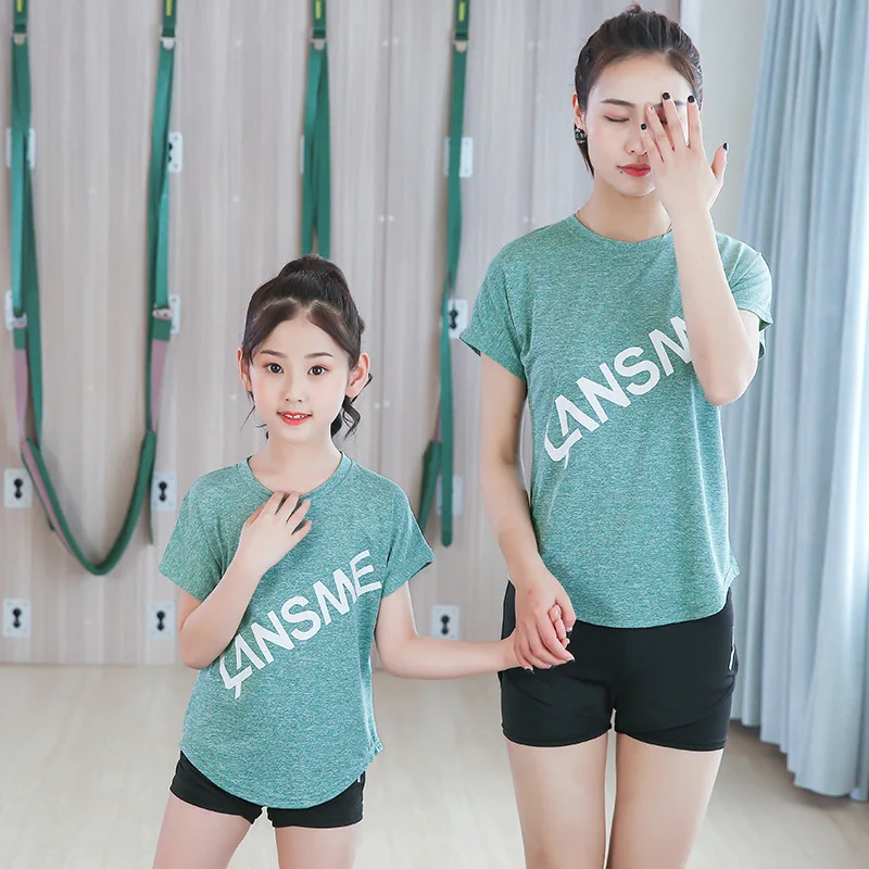 

Summer Girls (Short Sleeve + Shorts) Lettered Set 2019 Parent And Child Quick Drying Clothes Fitness Yoga Clothes Two-Piece Set