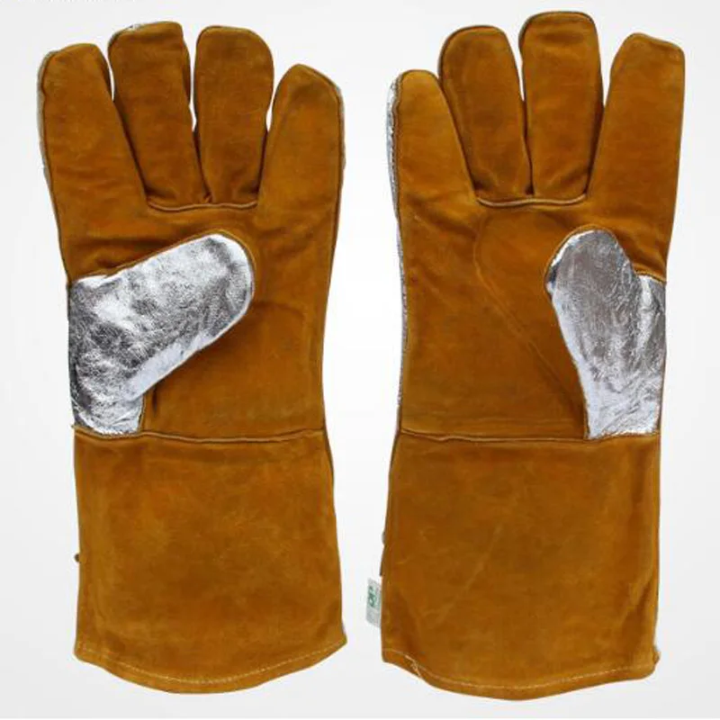 1 Pair of Aluminum foil high temperature resistant gloves thermal radiation Safety Work Gloves Men's Heat Insulation DST044