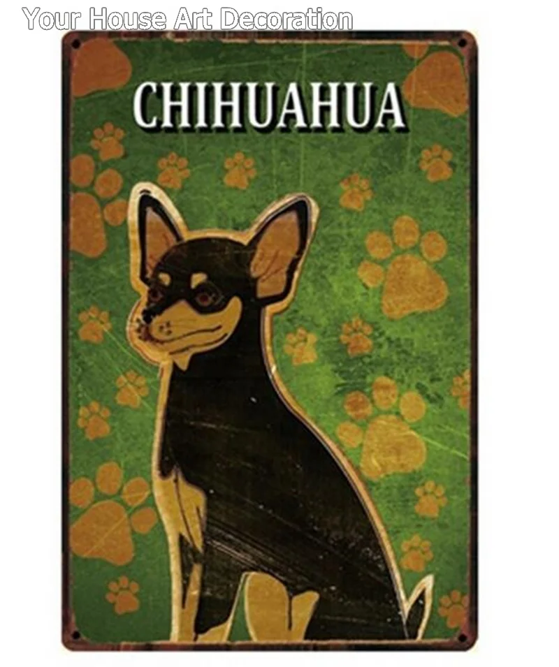 Мопс металлический знак Оловянная собака питбуль бык собака большой датчанин плакат с боксером домашний Декор Бар настенная живопись 20*30 см размер картины - Цвет: 45