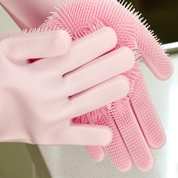

Dishwashing gloves kitchen silicone cleaning gloves magic silicone dishwashing household silicone scrubber
