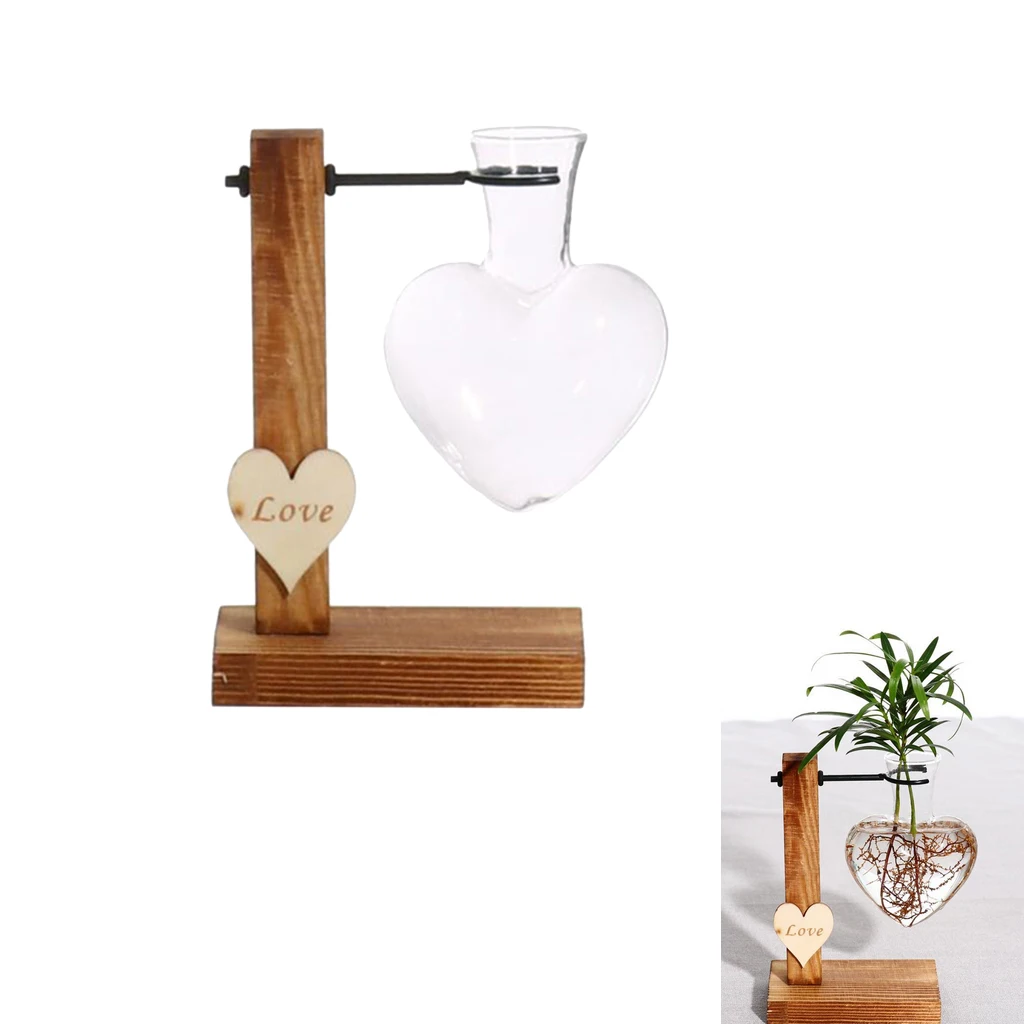 Glass Vase with Wooden Stand, Nice Decorative Crafts in the Bedroom, Living Room, Office, etc.