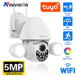 Projecteur de caméra à infrarouge PTZ, 5mp, 3mp, avec ia, suivi des humains, déclencheur de lumière, recherche automatique, couleur, Vision nocturne, étanche, pour l'extérieur 