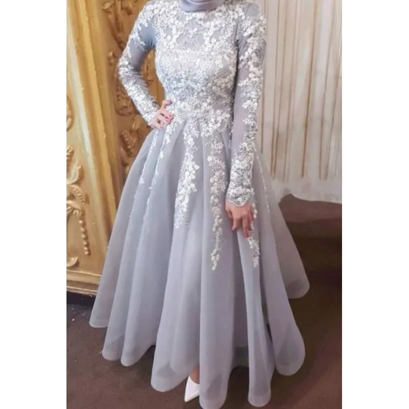 

Sexy Plus Size Prom Cocktail Dresses 2019 Arabic Muslim Evening Formal Gown Short Prom Dress
