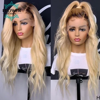 

Body Wave Human Hair Wigs Honey Blonde 13*6 Lace Front Wig Glueless 150%density For Women #2T24 Indian Remy hair FlowerSeason