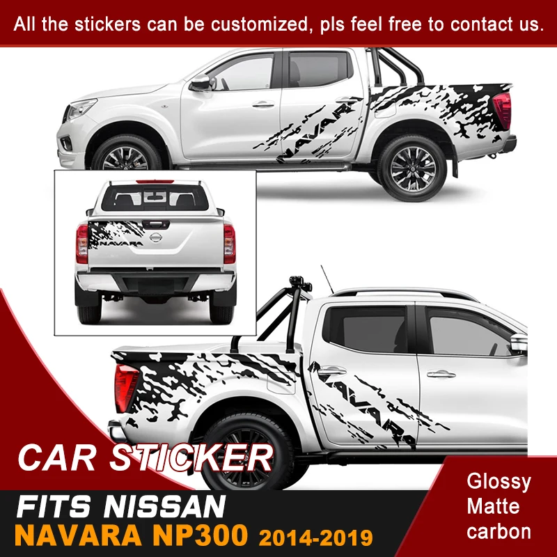 3 Pcs mudslinger side door tail door stripe graphic Vinyl  car sticker fit for NISSAN NAVARA NP300 2014-2019