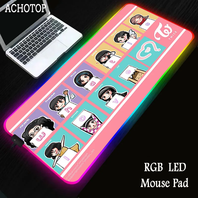 

Girls RGB Gaming Mouse Pad Gamer Computer LED Lighting USB Large Mousepad Colorful Non-slip Desk Pad Mice Mat