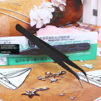 

1pcs Stainless Steel Black Curved Tweezer Nail Art Acrylic Gel Picking Tool Gem Eyelash Tweezers Fashion Manicure Nair Art Tools