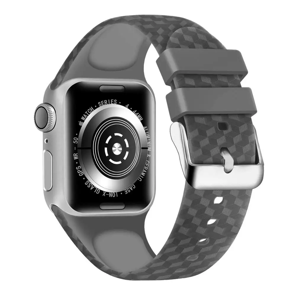 Силиконовый ремешок для Apple watch 5, ремешок для Apple watch 5, 4, 3, 2, 44 мм, 40 мм, iwatch, ремешок 38 мм, 42 мм, 3D текстура, спортивный ремешок для часов, браслет - Цвет ремешка: gray