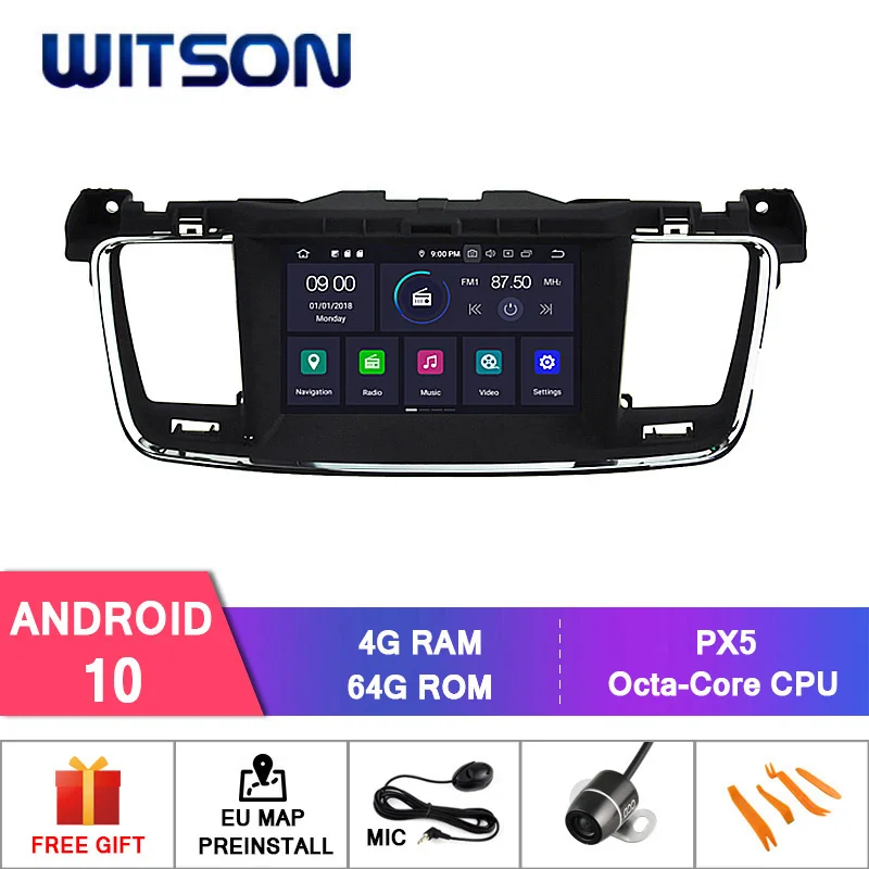 WITSON Android 10 Octa- core 4G RAM+64G ROM CAR DVD PLAYER For PEUGEOT 508 dvd navigation gps car audio touch screen | Автомобили и