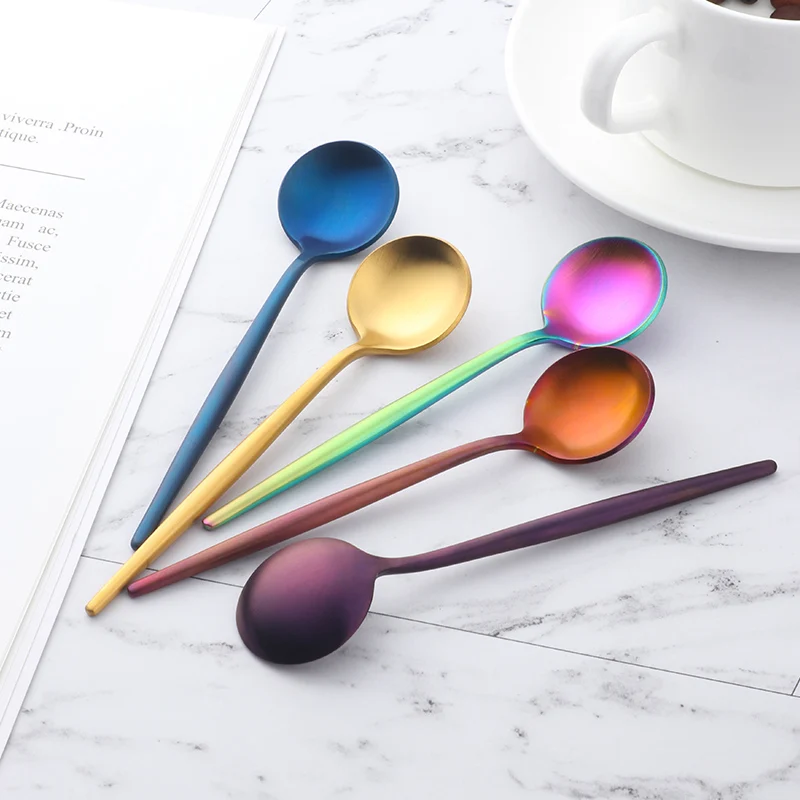 7 шт. разноцветная ложка для чая и льда из нержавеющей стали|coffee spoon|mini coffee spoonsmall tea