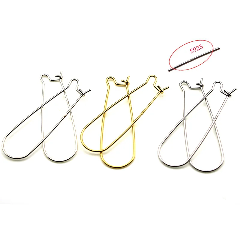 

Real S925 Sterling Silver Hoops Earrings Hooks Settings Ear Clasp Findings DIY Jewelry Making Earwire Hook Accessories findings