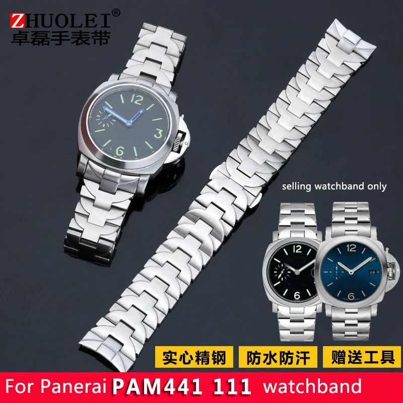 24 мм часы из прочной тонкой стали со стальным ремешком для Panerai pam441 111 382 мужские часы с бабочкой и пряжкой аксессуары