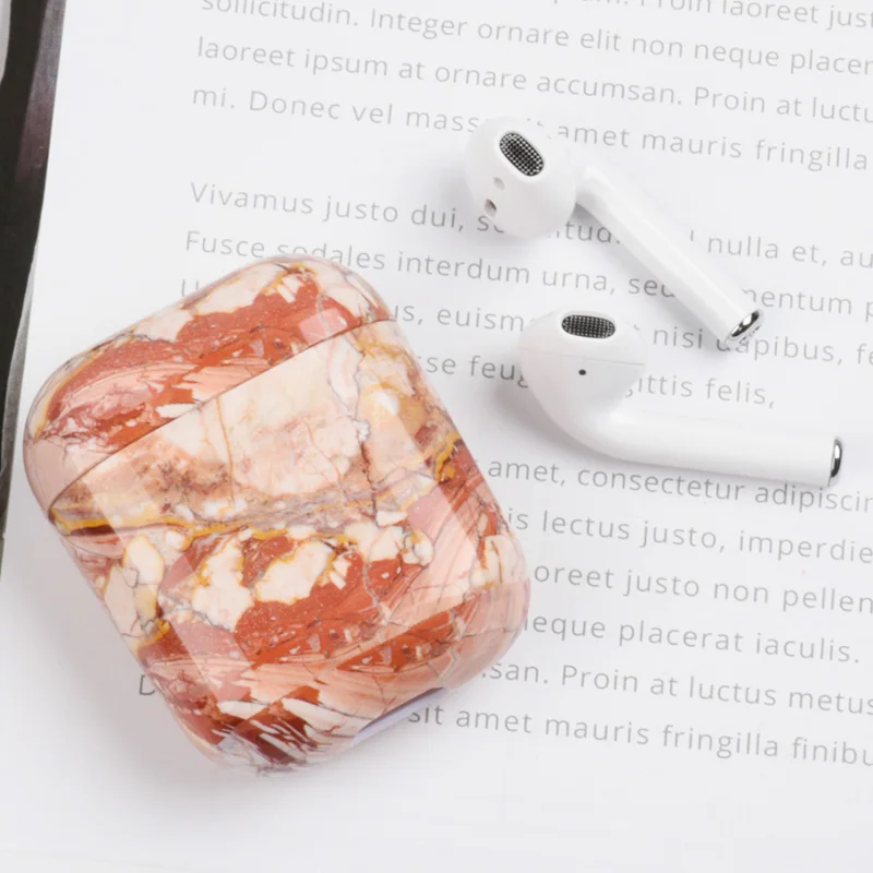 Роскошный Мраморный жесткий чехол из поликарбоната для Apple AirPods чехол s глянцевый беспроводной Bluetooth чехол для наушников Air Pods 2 1 защитные чехлы